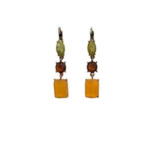 1925 Earrings Art Deco Art Nouveau Dangle Rhinestone Crystal Bronze Great Gatsby
